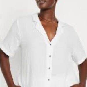 Old Navy Size XXL EUC Crinkle Gauze White Button Down